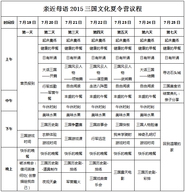 活动议程